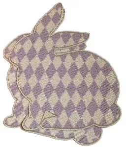 SET 2 Bunny Love BEADED BUNNY RABBIT SHAPED PLACEMATS CHARGERS Purple/White NWT - Picture 1 of 6
