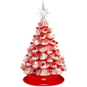 Albero di Natale in Ceramica 15In, Decorazione Natalizia Pre-Lit Dipinto a Mano con 64 Luci - Foto 1 di 12