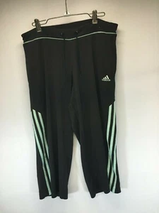 Adidas Womens M Medium Black Teal Cropped Track Jogger Pants EUC - Picture 1 of 4