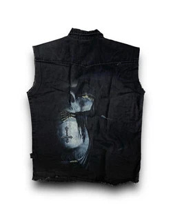 Vintage Spiral Grunge Y2K Tank Top Knopfleiste Totenkopf Motiv Gr. M - Bild 1 von 20