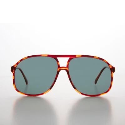 Óculos de sol aviador quadrado tartaruga anos 80 com lente polarizada verde - Kyoto - Imagem 1 de 3