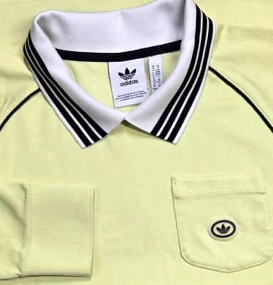 Adidas Mens Urgell Soccer Jersey Shirt M Green Yellow Long Sleeve 3 Stripe Polo - Image 1 of 4