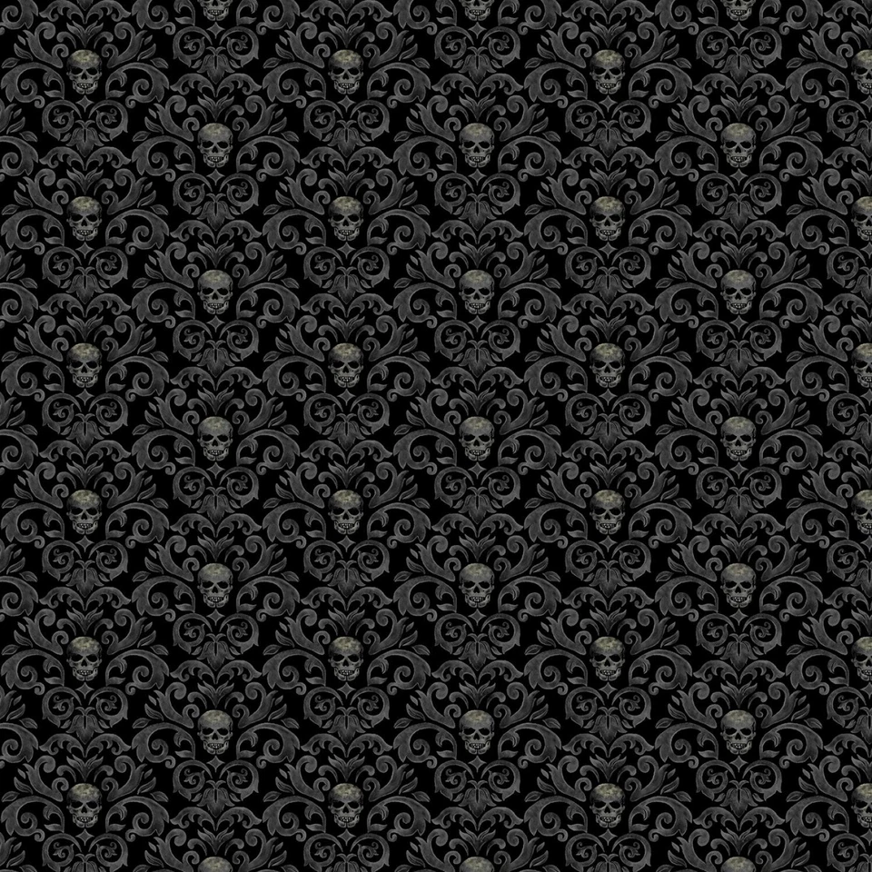 Algodão damasco caveira preta Timeless Treasures Mad Scientist CD3598 - Imagem 1 de 1