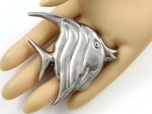 Broche grande de plata esterlina Zina pez ángel 2,5" - Imagen 1 de 4