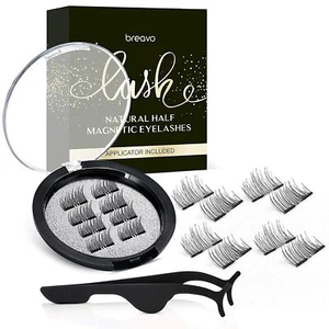 Breavo Dual Magnetic Eyelashes 4 Pairs Natural Half Lash Handmade Lashes Makeup - Picture 1 of 7