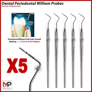 5 Pieces Perio Probe William Probes Color Coded Periodontal Dental Instruments - Picture 1 of 4