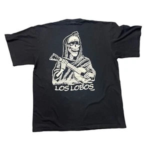 Vintage 90s Los Lobos Crew Band Tour Single Stitch Tee Black Size Large - Picture 1 of 5