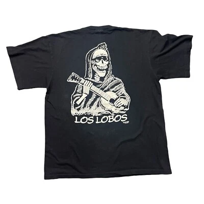 Camiseta De Colección Años 90 Los Lobos Crew Band Tour Puntada Única Negra Talla Grande Foto 1 de 4