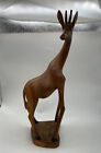 Hand Crafted Carved Wooden Giraffe Figurine Made In Kenya Animal Décor 13.5?