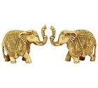 Brass Trunk Up Elephant Statues Set of 2 - Showpiece Metal Statue - Lucky Figuri
