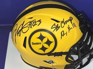 MINI CASCO RAVE FIRMADO TYRONE CARTER PITTSBURGH STEELERS SB CHAMPS XL, XLIII - Imagen 1 de 1