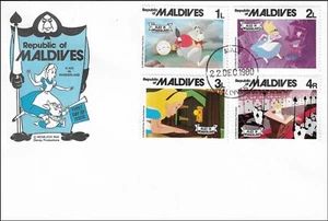 Alice In Wonderland Story Stamps Disney Maldives FDC 1980 - Picture 1 of 1