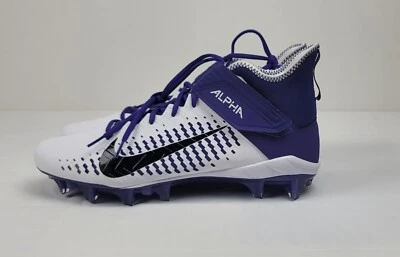 Nike Alpha Menace Pro 2 Mid Football Cleats White Purple  SZ 12 BV3945-104 - Image 1 of 4