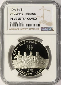 1996-P Olympics Rowing $1 Commemorative Dollar NGC PF69UCAM - Picture 1 of 2