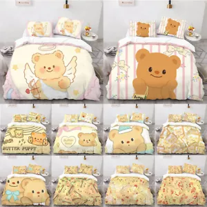 Cartoon Butter Bear Print Cotton Bedspreads Duvet Covers Pillowcases Bedding 3pc - Picture 1 of 35