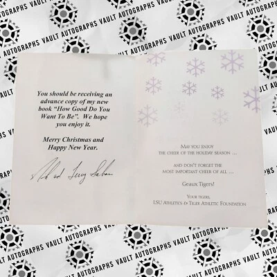 Nick & Terry Saban LSU FOOTBALL Geaux Tigers Signed Holiday Card JSA COA RARE  - Image 1 of 3