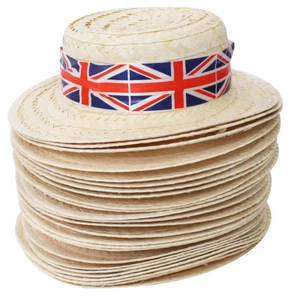 PACK OF BARGAIN UNION JACK STRAW BOATER FAULTY GREAT BRITAIN HAT FANCY DRESS LOT - Picture 1 of 3