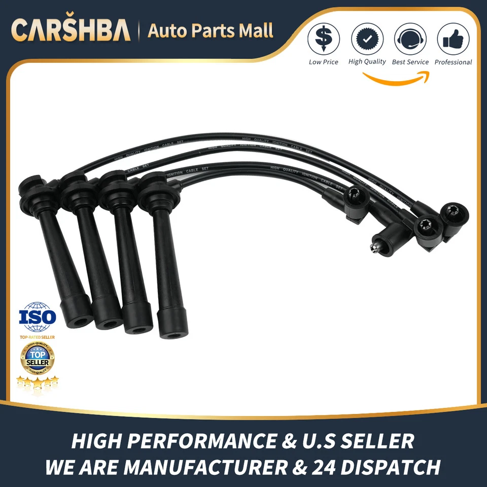 4pcs Spark Plug Wire Set for Kia Rio 2001-2005 L4 1.5L 1.6L Naturally Aspirated Foto 1 de 4