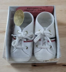 Baby Hirsch Baby LEINWAND SCHNÜRSCHUHE #2310 weiß/rot/blau Größe: 2 3-4 Monate - Bild 1 von 13