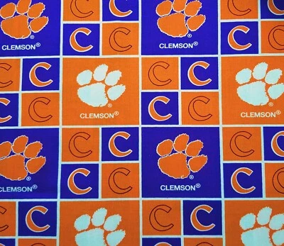 Clemson University _Tigres_ Tela de algodón, bloques cuadrados, por 1/2 yarda-18x42 Foto 1 de 2