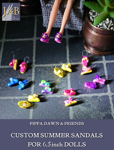 OOAK WEDGE DOLL SANDALS Pippa Dawn FLOWERS HEARTS Multi Colour PER PAIR SHOES