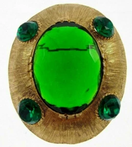Broche Convertible Vintage 2,75" Dalsheim Colgante Verde Esmeralda Plástico Grande - Imagen 1 de 4