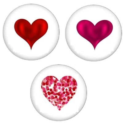 Valentine Hearts Cabochons 20mm (3 pcs) - Shelly's Buttons - Craft Scrap Sew - Image 1 of 2