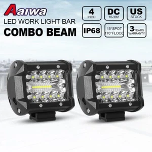 Pair 4inch 3 Row LED Work Light Bar SPOT FLOOD Pods Offroad 4x4 Driving Fog Lamp - Bild 1 von 15