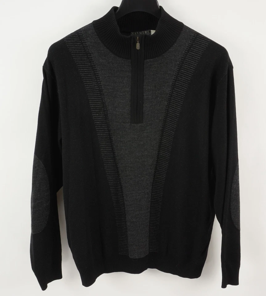 Vintage St. Croix Tasmhere Tasmanian Wool Men's Large Black Gray 1/2 Zip Sweater - Image 1 of 4