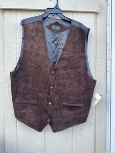 SCULLY LEATHER VEST BROWN SNAP BUTTONS COWBOY WESTERN MENS SIZE 4X NEW WITH TAGS - Picture 1 of 16