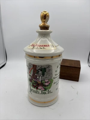 Vtg Old Fitzgerald Irish Luck Whiskey DecanterBottle Weller Distillery Porcelain - Image 1 of 4