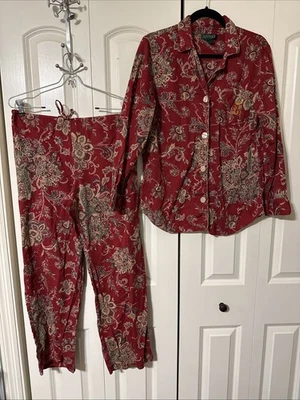 Conjunto de pijama de cachemira Lauren Ralph Lauren para mujer talla mediana ropa de salón rojo/marate Foto 1 de 3