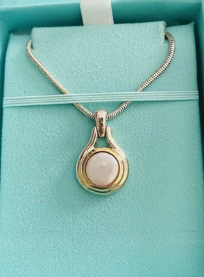 "Caja collar TIFFANY & Co. plata esterlina 925 oro 18 quilates perlas fregona 12,5 gramos 16""" Foto 1 de 4