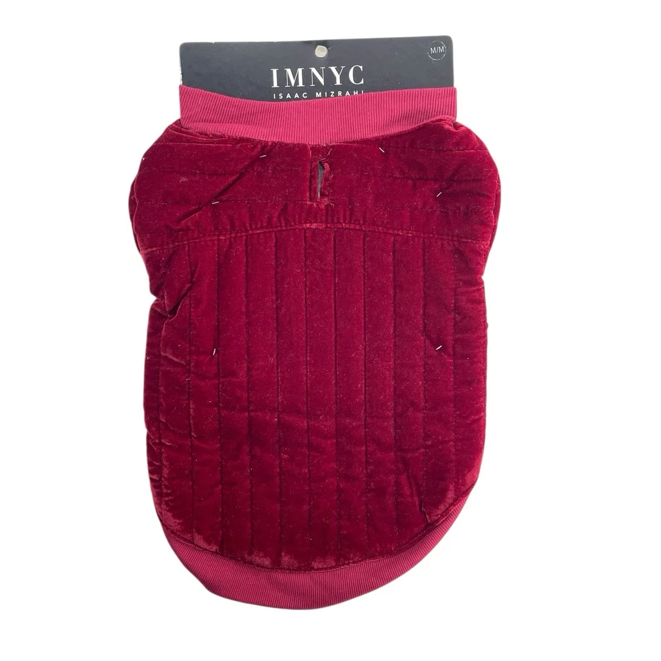 Isaac Mizrahi Pet Velvet Dog Coat Size Medium Red Burgundy Christmas Holiday NEW - Image 1 of 4