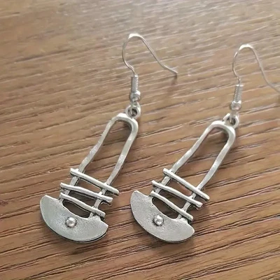 PENDIENTES COLGANTES BOHO PLATA ANTIGUA CORTE GEOMÉTRICO/TRAPEZOIDAL Foto 1 de 4