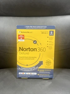 NIB Norton 360 Deluxe 5 Devices Antivirus Internet security VPN 50GB Sealed! - Picture 1 of 2