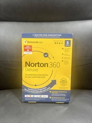 NIB Norton 360 Deluxe 5 Devices Antivirus Internet security VPN 50GB Sealed! - Image 1 of 2