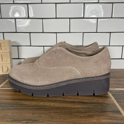 Clarks Airabell Sky Womens Size 8.5 Shoes Pebble Suede Platform Wedge Slip Ons - Image 1 of 4