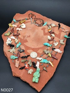 Collar Vintage Nativo Americano Multi Piedra Animal Fetiche y Cuentas Heishi - Imagen 1 de 9