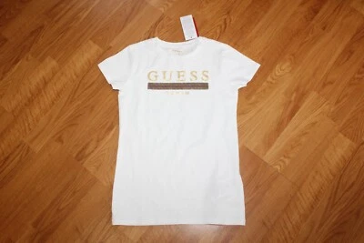 NWT GIRLS GUESS SZ 12 WHITE SHIRT BLING SEQUINS - Image 1 of 4