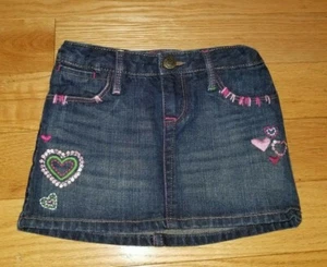 Girls GAP KIDS Heart Hearts Denim JEAN SKIRT Sz 5 Adj. Waist - Picture 1 of 2
