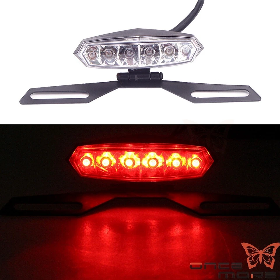 Dirt Bike Motorcycle LED Brake Tail Light Mount License Plate Bracket For Honda - Imagem 1 de 4