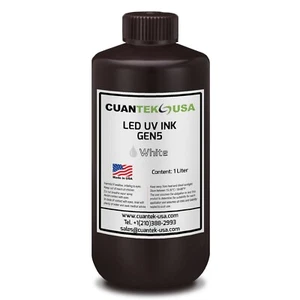 1000ml UV LED WEISSE Tinte für Drucker mit Ricoh GEN5, KM1024, KM512 - MADE IN USA - Bild 1 von 6