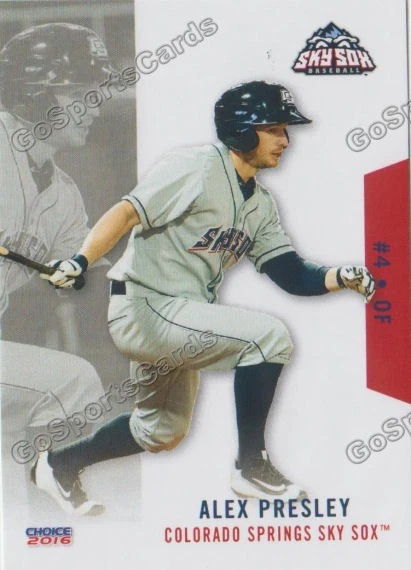2016 Colorado Springs Sky Sox Alex Presley RC Rookie Brewers - Image 1 of 1