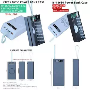 Removable Solderless Portable Power Bank Case for 16/21*18650 Li-ion Battery Box - Picture 1 of 37