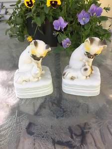 Juego de estatuillas vintage de gato siamés de 5 1/2" de altura, cerámica sin esmaltar, ojos azules - Imagen 1 de 5