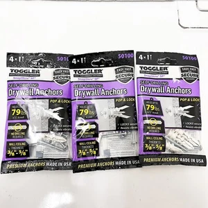 3 Pack of 4 TOGGLER SnapSkru SP Self-Drilling Drywall Anchor with Screws - Picture 1 of 3