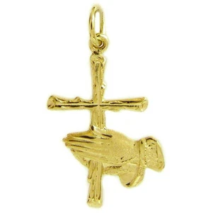 New 14k Gold Praying Hands Cross Pendant Charm - Picture 1 of 1