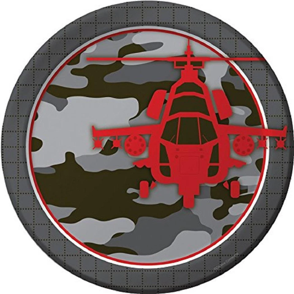 Platos de cena de papel de 9" de fiesta de cumpleaños para niños camuflaje militar operación camuflaje militar Foto 1 de 1