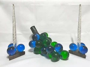 VTG Solid Blue & Green Lucite Grape Cluster With Candle Holders & LuciteCandles - Picture 1 of 7